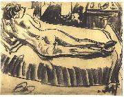 Ernst Ludwig Kirchner Reclining female nude on a couch oil painting on canvas